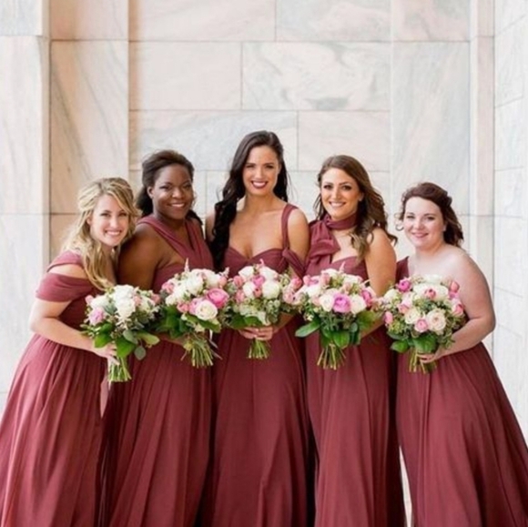 Jenny Yoo Mira Pleated Convertible Gown Bridesmaid Dress Black Currant 12 NWT - Picture 2 of 15